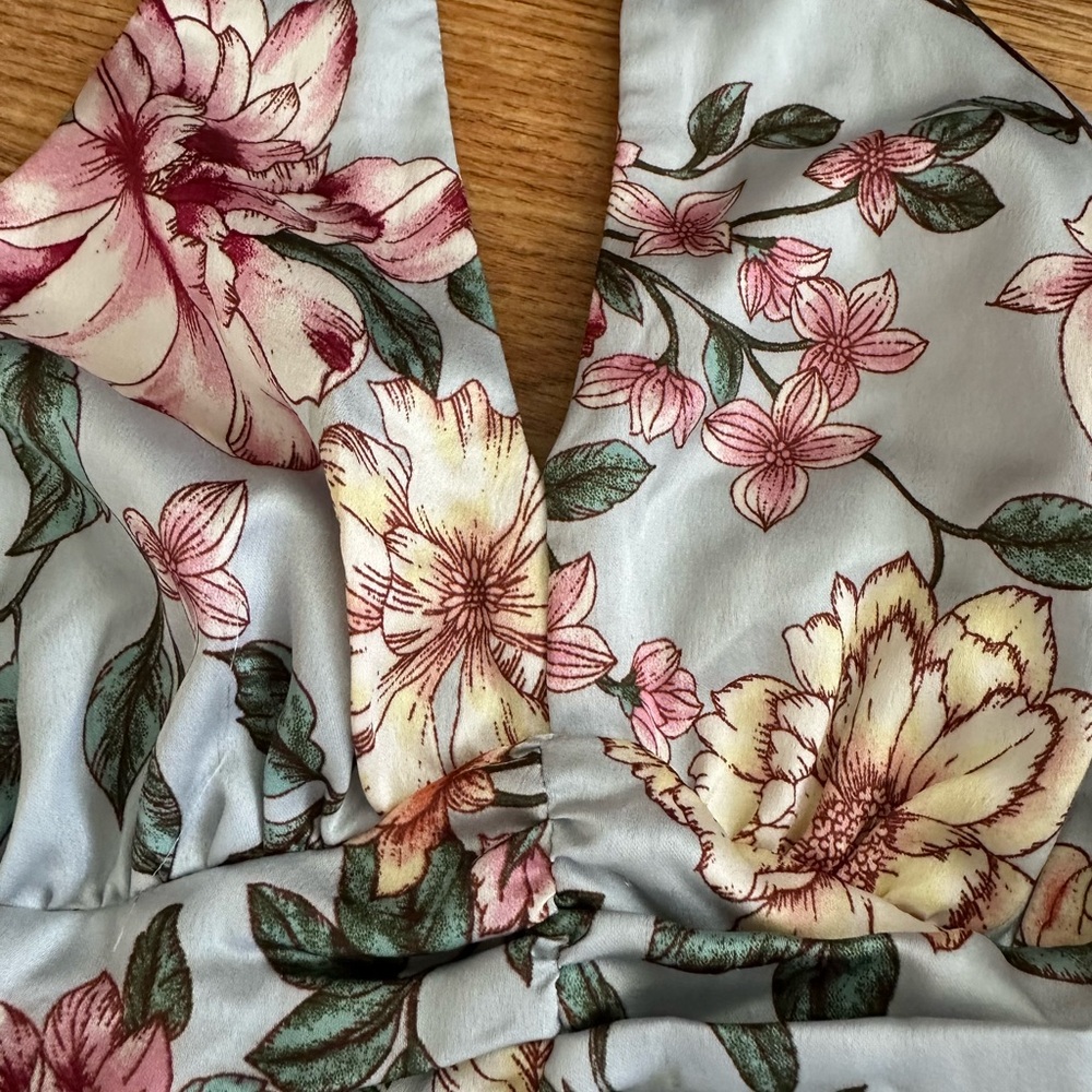 Jessica Simpson Halter Pleated Blue Floral Dress XS - Picture 4 of 14